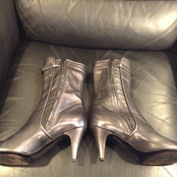 Belle by Sigerson Morrison Women's 7.5B Black Metallic Mid Calf Boots Made Italy - Picture 6 of 15